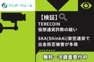 【検証】TERECOIN仮想通貨詐欺の疑い|SKA(ShinkAi)架空通貨で出金拒否被害が多発